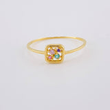 Anillo Recuadro Triqui 0.9 g / T7 1/2 Oro Amarillo 18K