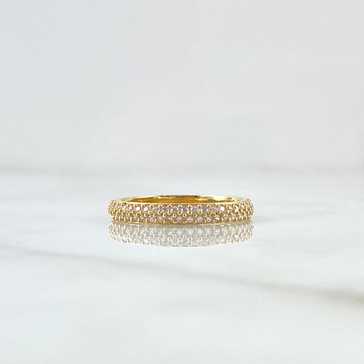 Anillo Churumbela Tupida 3.6gr / T7 1/4 / Circones Blancos Oro Amarillo 18K *