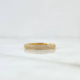 Anillo Churumbela Tupida 3.6gr / T7 1/4 / Circones Blancos Oro Amarillo 18K *