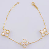 Pulso Aro Seguido flores 5.9gr / 18.5cm / 1.3mm Oro Amarillo 18K