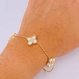 Pulso Aro Seguido flores 5.9gr / 18.5cm / 1.3mm Oro Amarillo 18K