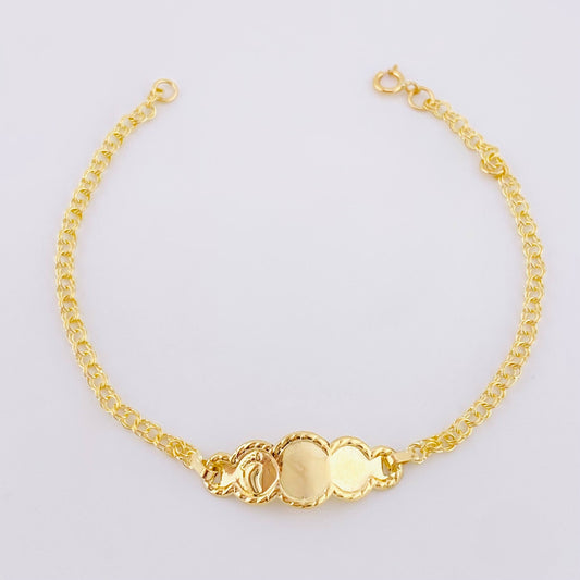 Pulso Bebé Roll On Placa Nube Pie 1.35gr / 14.5cm / 2.2mm Oro Amarillo 18K ©