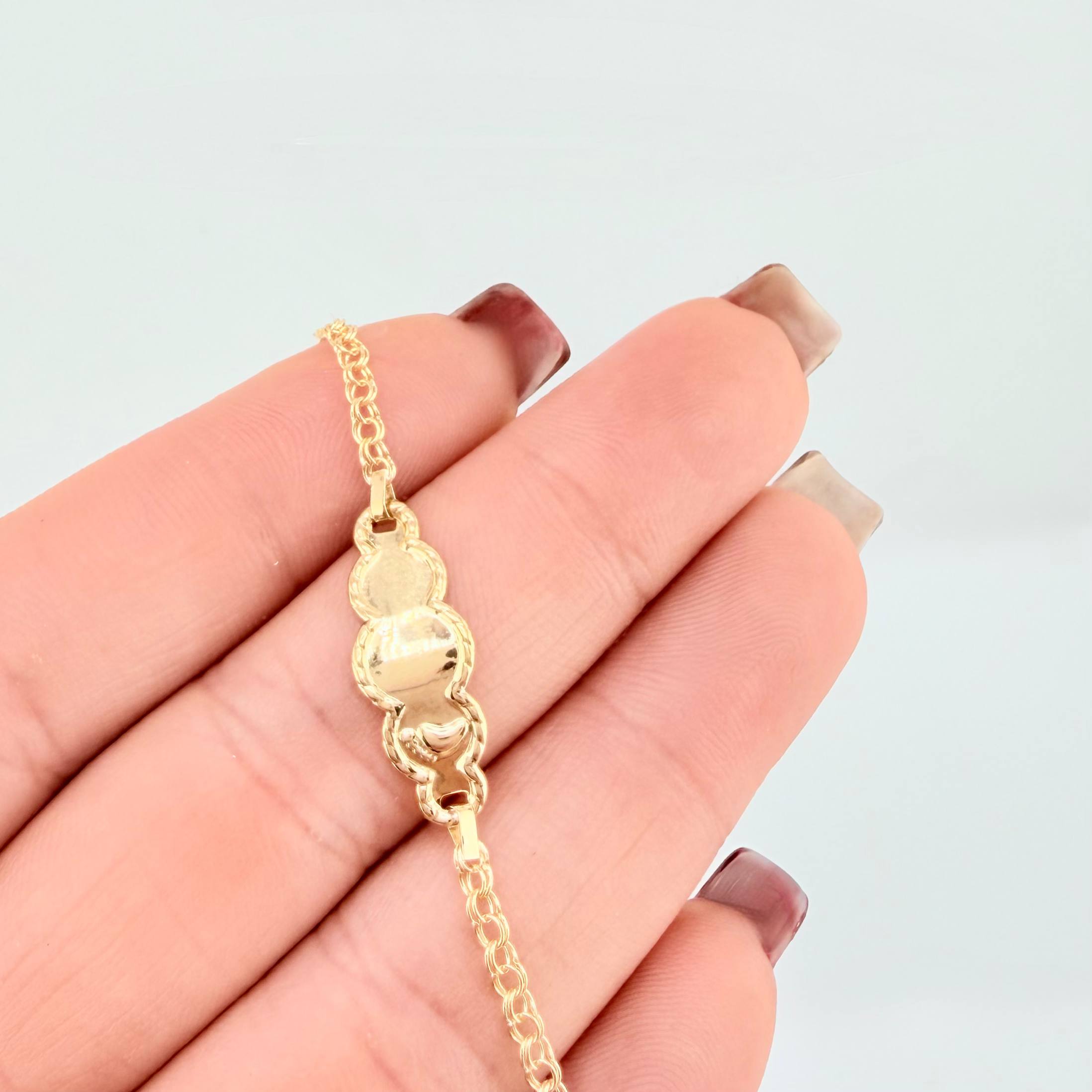 Pulso Bebé Roll On Placa Nuve Pie 1.35gr / 14.5cm / 2.2mm Oro Amarillo 18K *