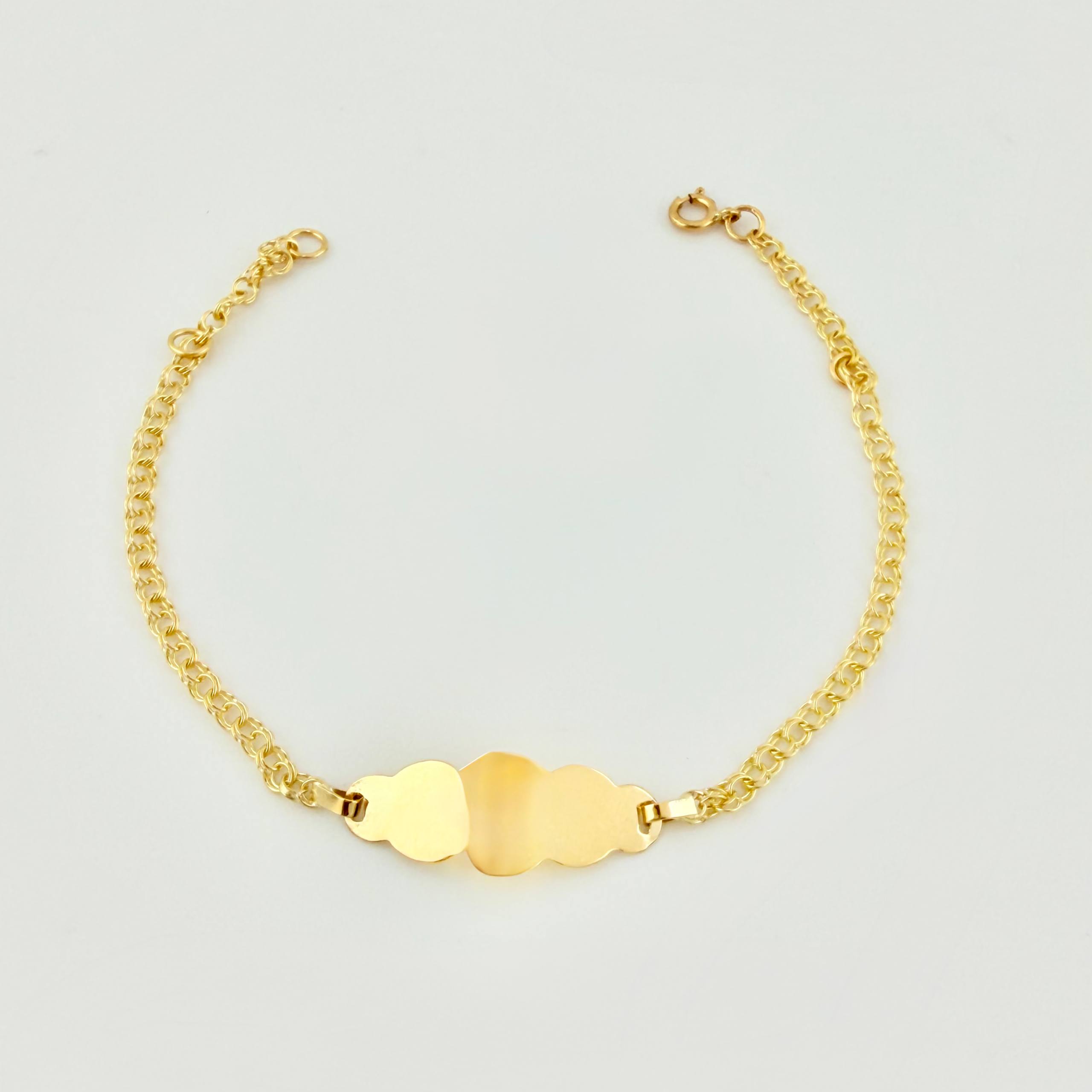 Pulso Bebé Roll On Placa Nube 1.4gr / 14.5cm / 2.2mm Oro Amarillo 18K ©