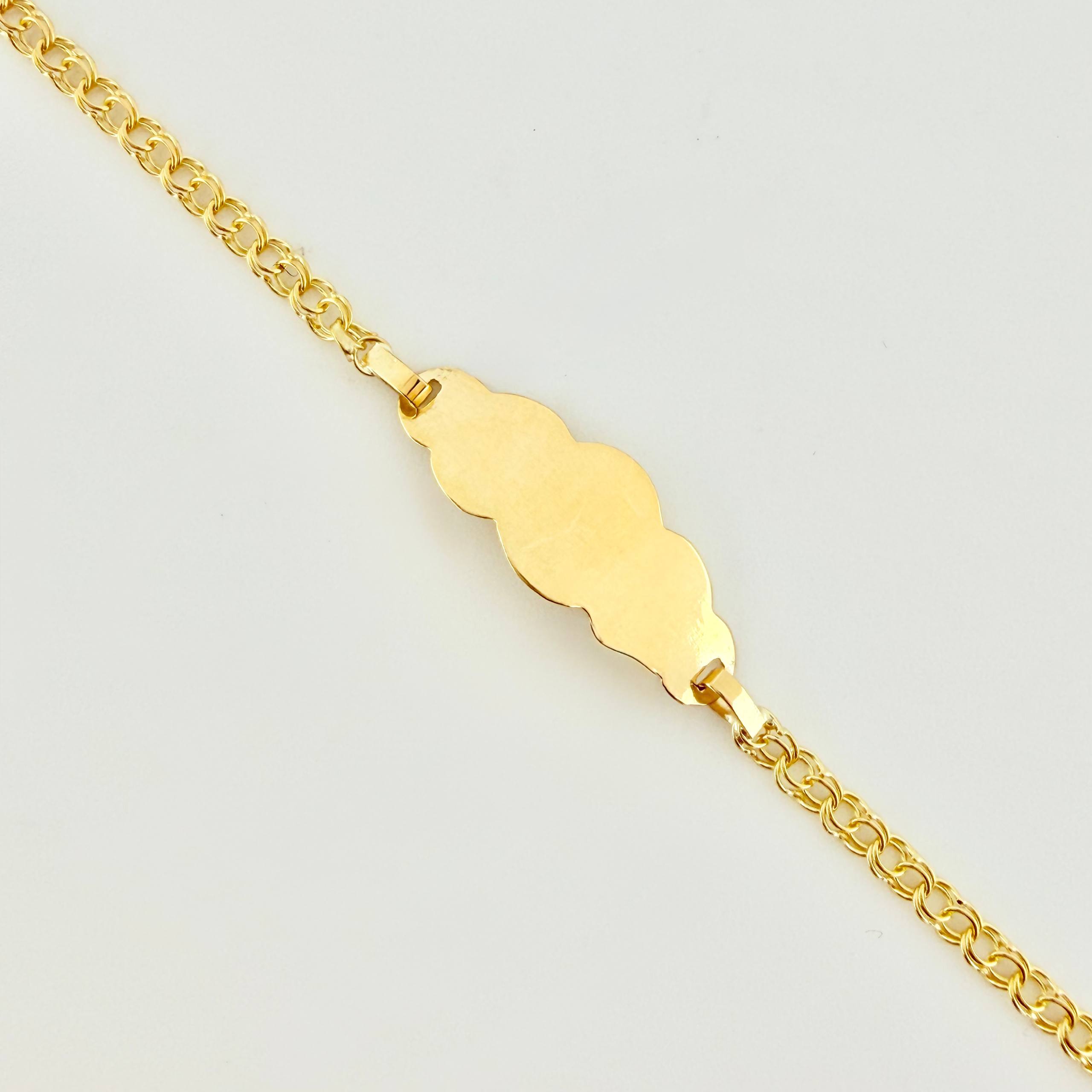 Pulso Bebé Roll On Placa Nuve 1.45gr / 14.5cm / 2.2mm Oro Amarillo 18K *