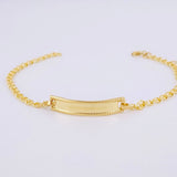 Pulso Bebé Roll On Placa Ovalada Rectancular Relieve 1.35gr / 13.5cm / 2.2mm Oro Amarillo 18K *
