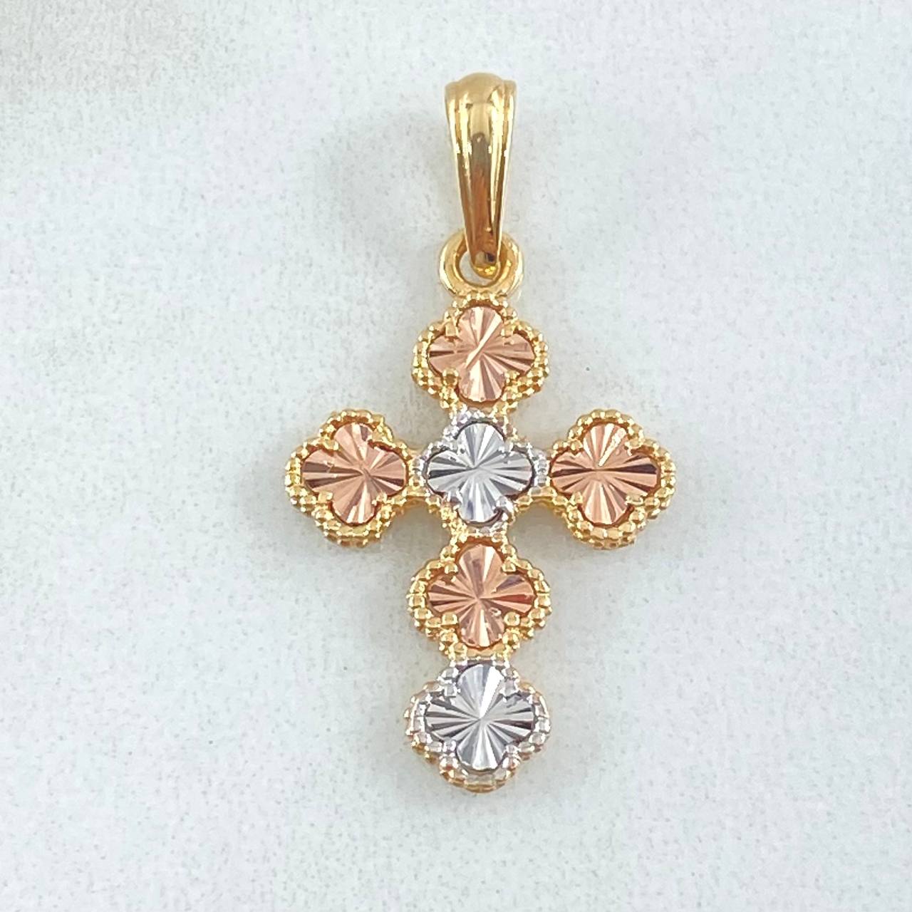 Dije Cruz Trebol 2.2gr / 3cm / Oro 18K
