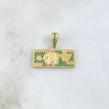 Dije Dólar 3.7gr / 2.5cm / Circones Verdes Oro Amarillo 18K ©