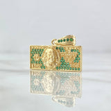 Dije Dólar 3.7gr / 2.5cm / Circones Verdes Oro Amarillo 18K ©