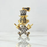 Dije Pato Rebelde 10.8gr / 4.5cm / Circones Blancos-Negros Oro Amarillo 18K *