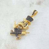 Dije Pato Rebelde 11.35gr / 4.5cm / Circones Negros Oro Amarillo 18K ©