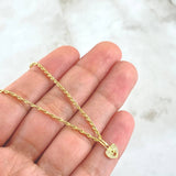 Set Cadena Lazo 1.4gr / 50cm / 1.5mm + Dije Corazón Corona 0.35gr / 1.4cm Circones Blancos 1.75gr Oro Amarillo 18K (Oferta)