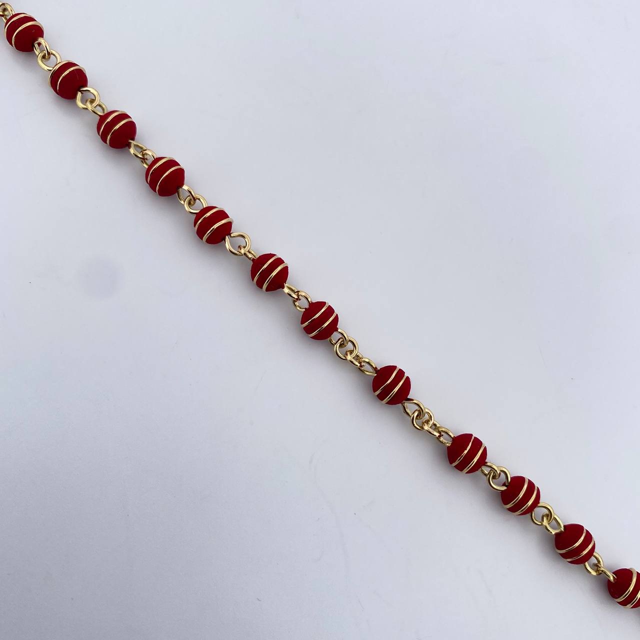 Rosario Virgen Maria 21.7gr / 58cm / 5mm Neoros 2 Rayas Rojos Oro Amarillo 18K $