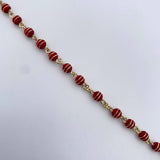 Rosario Virgen Maria 21.7gr / 58cm / 5mm Neoros 2 Rayas Rojos Oro Amarillo 18K $