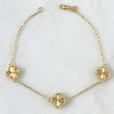 Pulso Aro Seguido Trebol VCyA 6gr / 19.5cm / 1.4mm Diamantado Punteado Oro Amarillo Nac.Esp. 18K ©