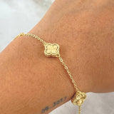 Pulso Aro Seguido Trebol VCyA 6gr / 19.5cm / 1.4mm Diamantado Punteado Oro Amarillo Nac.Esp. 18K ©