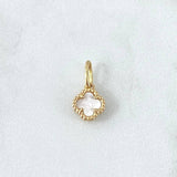 Dije Trebol VCyA 1.35gr / 1.6cm / Nacar Blanco Punteado Oro Amarillo Nac.Esp. 18K