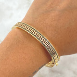 Pulso Tribal 22.9gr / 18.5cm / 8mm Circones Negros Oro Amarillo 18K