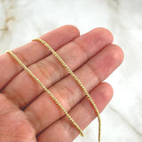 Cadena Mini Militar 5.7gr / 45cm / 2mm Bola Diamantada Escalonada Oro Amarillo +4 18K
