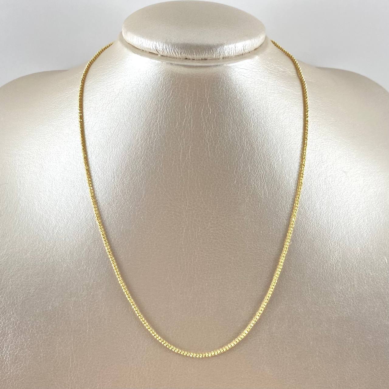 Cadena Mini Militar 5.7gr / 45cm / 2mm Bola Diamantada Escalonada Oro Amarillo +4 18K