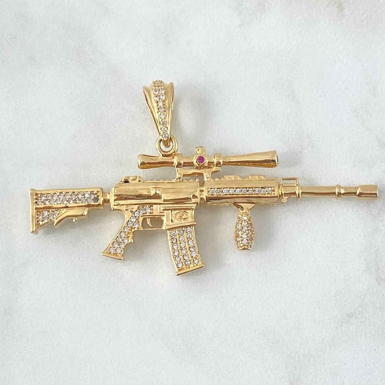 Dije Arma 15.05gr / 6.5cm / Circones Blancos - Fucsia Oro Amarillo 18K