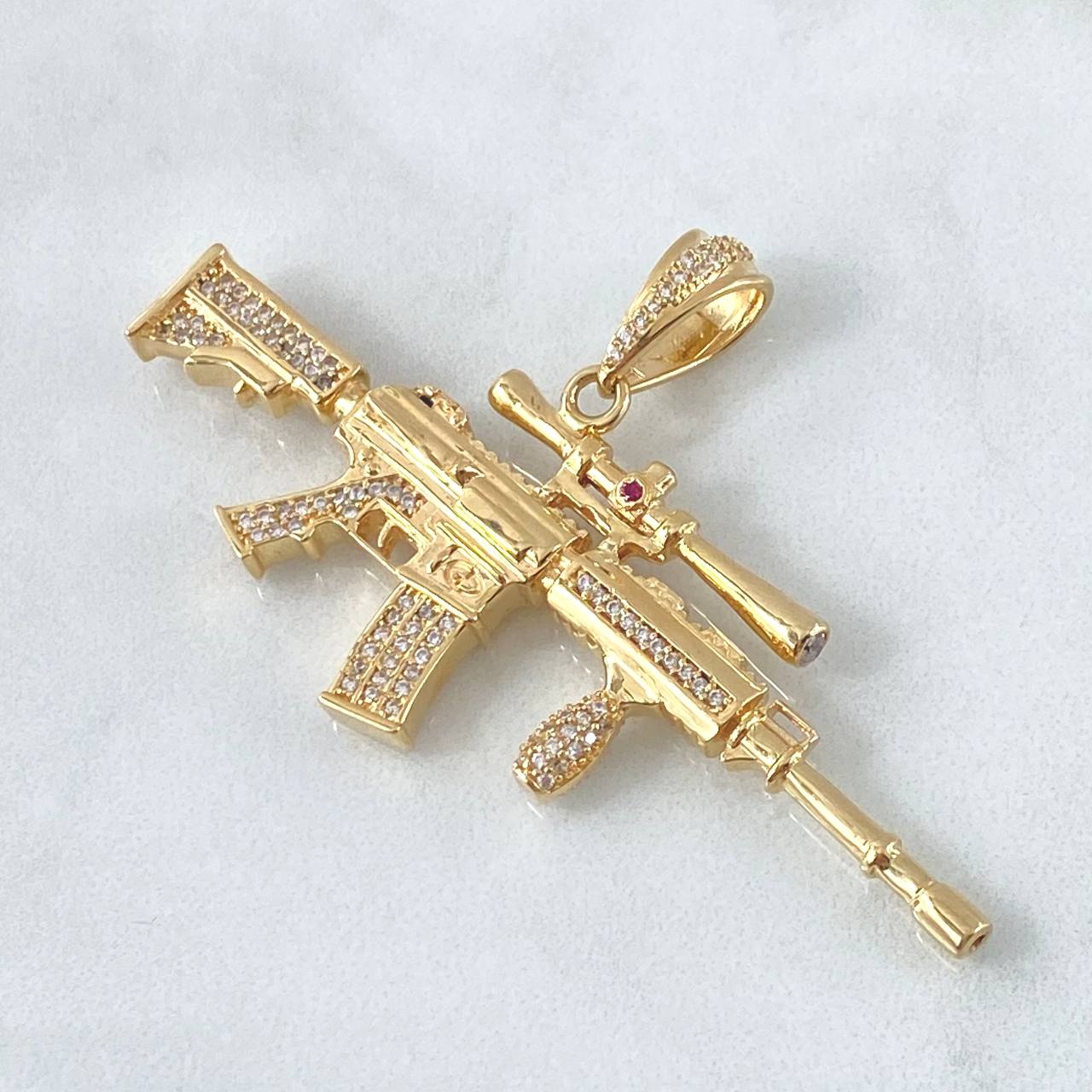 Dije Arma 15.05gr / 6.5cm / Circones Blancos - Fucsia Oro Amarillo 18K