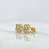 Topos  Flor Borde Texturizado 1.25gr / 5mm Circones Blanco Oro Amarillo 18K ©