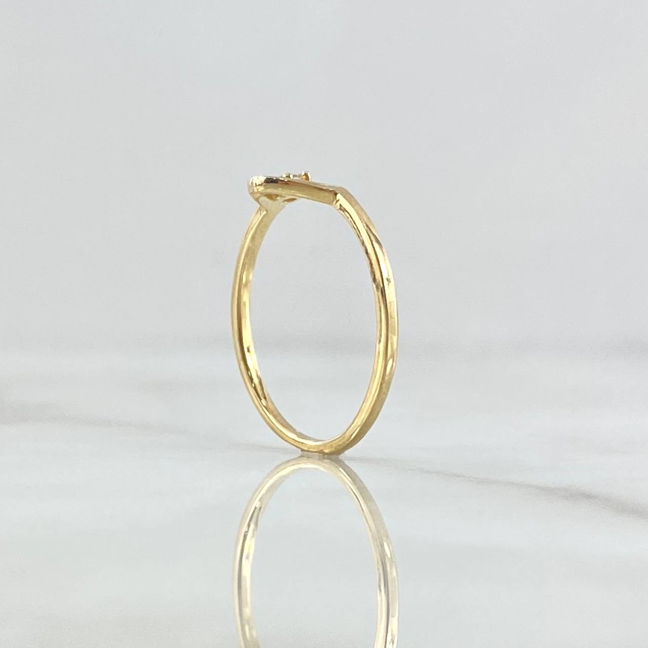 Anillo Media Curva 1.35gr / T6 3/4 / Circon Blanco Oro Amarillo 18K