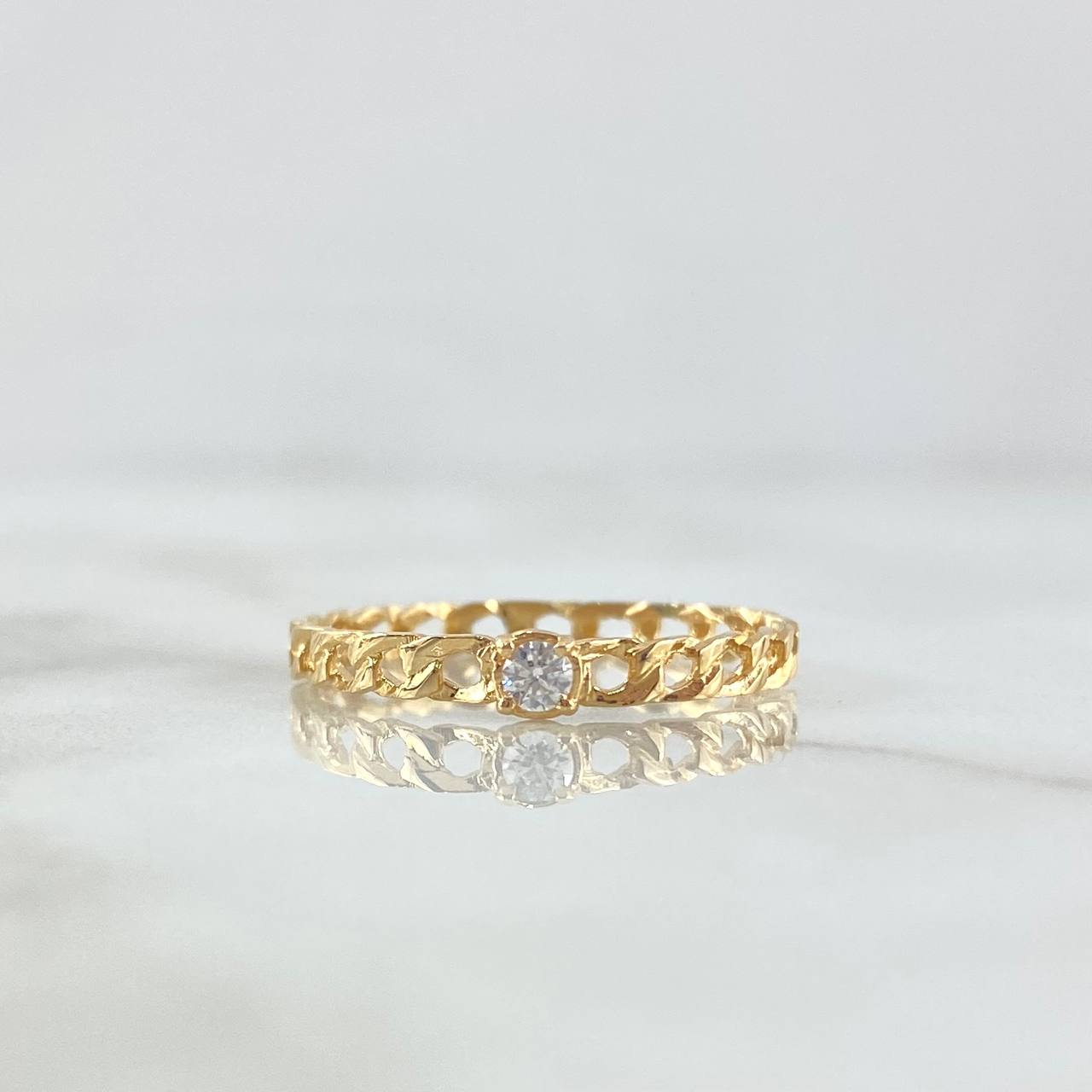 Anillo Solitario Cubano 1.15gr / T7 1/4 / Circon Blanco Oro Amarillo 18K