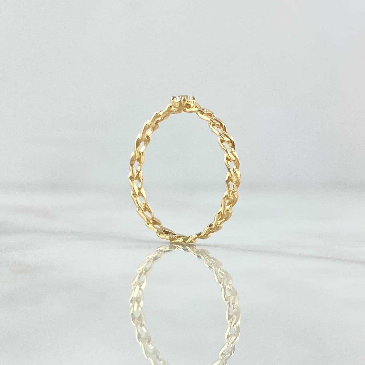 Anillo Solitario Cubano 1.15gr / T7 1/4 / Circon Blanco Oro Amarillo 18K