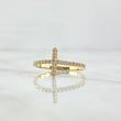Anillo Cruz 1.3gr / T7 3/4 / Circones Blancos Oro Amarillo 18K