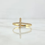 Anillo Cruz 1.3gr / T7 3/4 / Circones Blancos Oro Amarillo 18K