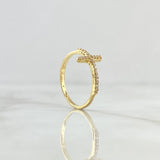 Anillo Cruz 1.3gr / T7 3/4 / Circones Blancos Oro Amarillo 18K