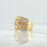Anillo Diez Lineas 8.25gr / T7 / Circones Blancos Dos Oros Amarillo Rosa 18K