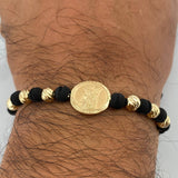 Pulsera Tejida Negra Angel De La Guarda 2.35gr / Oro 18K $