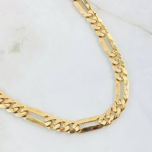 Cadena Figaro Tres Aros 32.05gr / 60cm / 8mm Oro Amarillo Nac.Esp. 18K ©