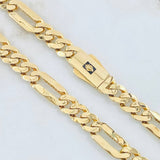 Cadena Figaro Tres Aros 32.05gr / 60cm / 8mm Oro Amarillo Nac.Esp. 18K ©