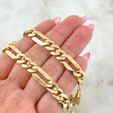 Cadena Figaro Tres Aros 32.05gr / 60cm / 8mm Oro Amarillo Nac.Esp. 18K ©