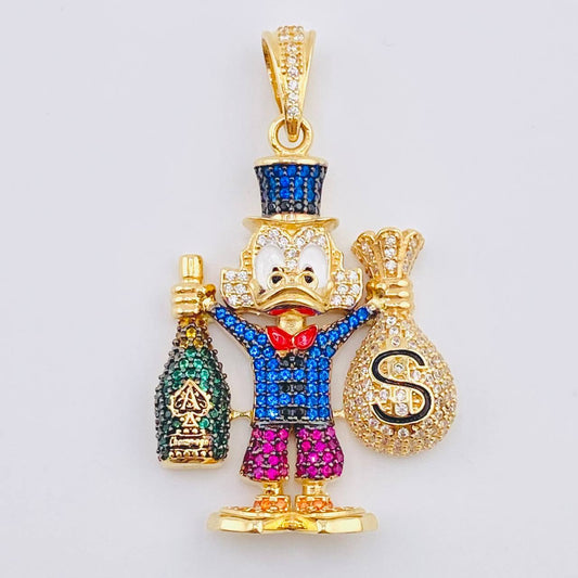 Dije Pato Bolsa De Dinero Botella De Champagne 14.75gr / 4.8cm / Oro Amarillo 18K *