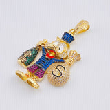 Dije Pato Bolsa De Dinero Botella De Champagne 14.75gr / 4.8cm / Oro Amarillo 18K *
