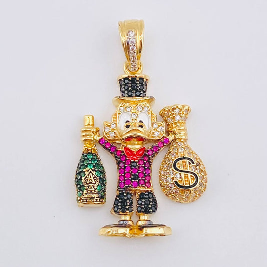 Dije Pato Bolsa De Dinero Botella De Champagne 9.45gr / 4cm / Oro Amarillo 18K *