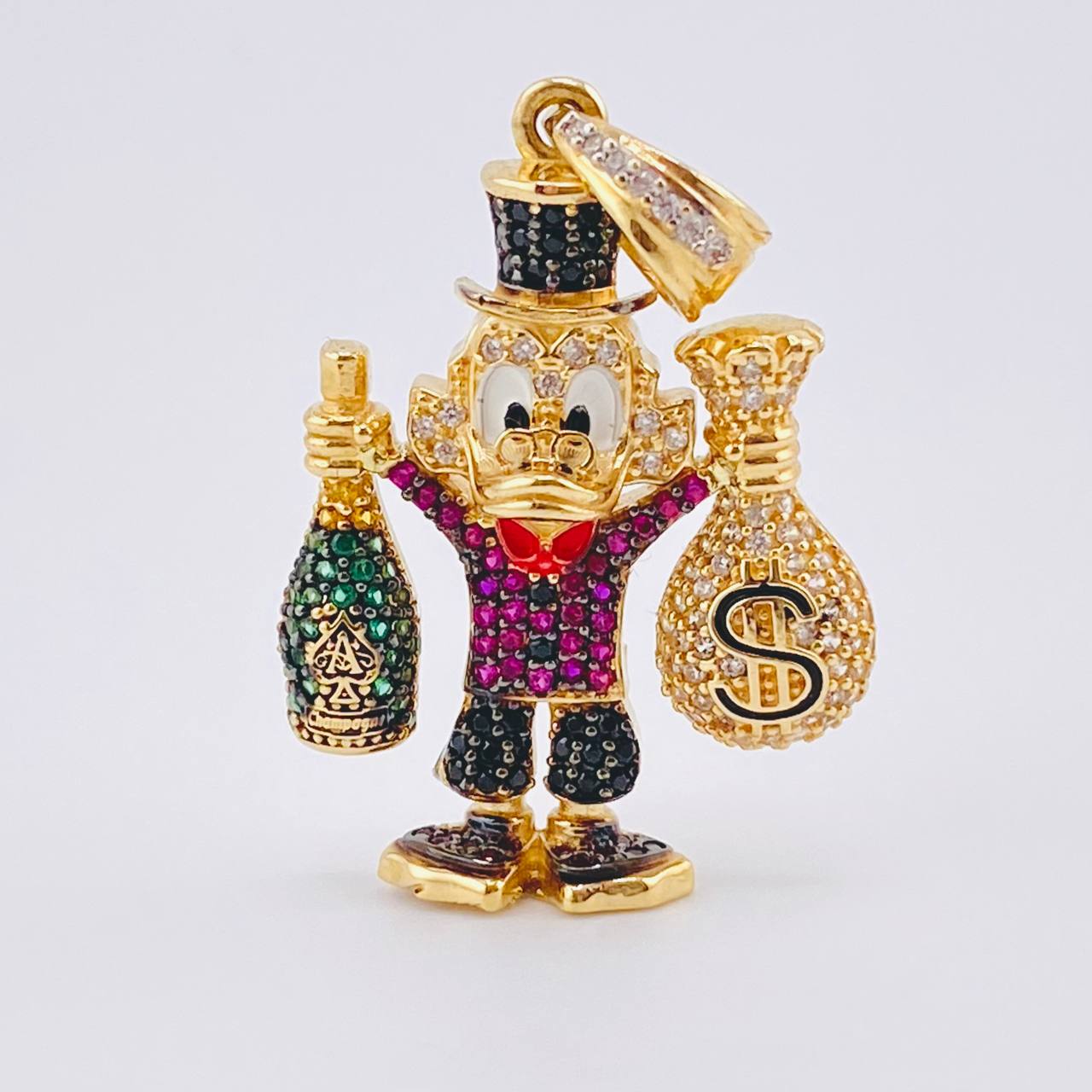 Dije Pato Bolsa De Dinero Botella De Champagne 9.45gr / 4cm / Oro Amarillo 18K *