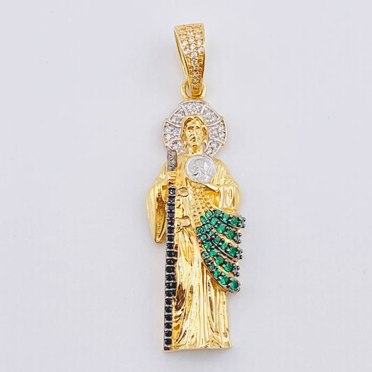 Dije San Judas Tadeo 9.15gr / 5.3cm / Dos Oros Amarillo Blanco 18K *