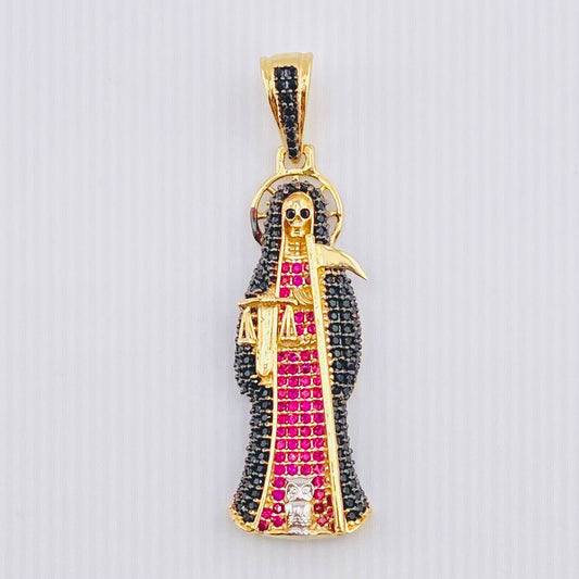 Dije Santa Muerte 6.65gr / 4.8cm / Dos Oros Amarillo Blanco 18K *