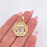 Dije Placa Corona Circular 4.5gr / 3.3cm / Tres Oros 18K
