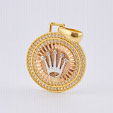 Dije Placa Corona Circular 4.5gr / 3.3cm / Tres Oros 18K