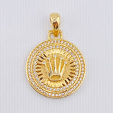 Dije Placa Corona Circular 4.2gr / 3.2cm / Oro Amarillo 18K ©