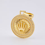 Dije Placa Corona Circular 4.2gr / 3.2cm / Oro Amarillo 18K ©