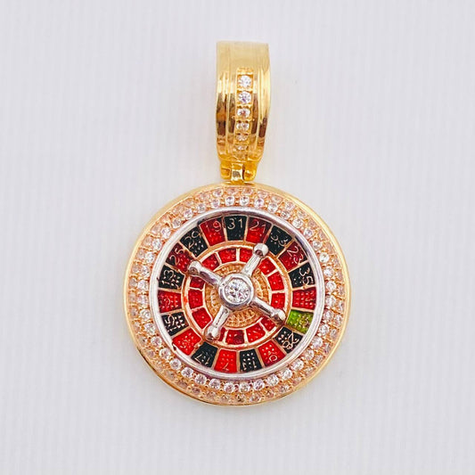 Dije Ruleta Casino Movil 5.85gr / 3cm / Dos Oros Amarillo Blanco 18K ©
