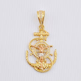 Dije Ancla Timón Cristo 6gr / 4.6cm / Tres Oros 18K *